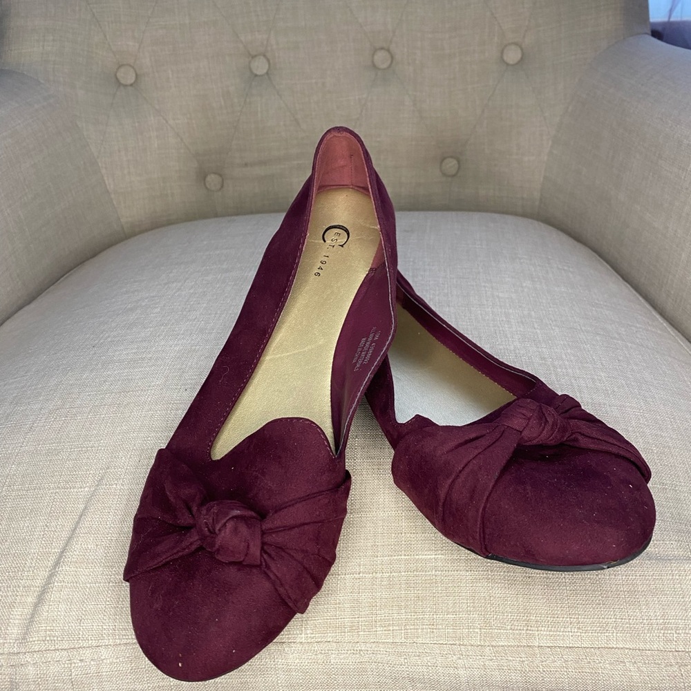 Burgundy flats